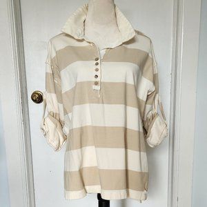 Free People Peyton Rugby shirt Sand size small